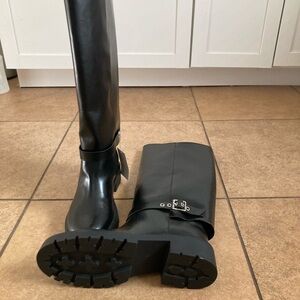 Elegant Black Leather Knee-High Boots